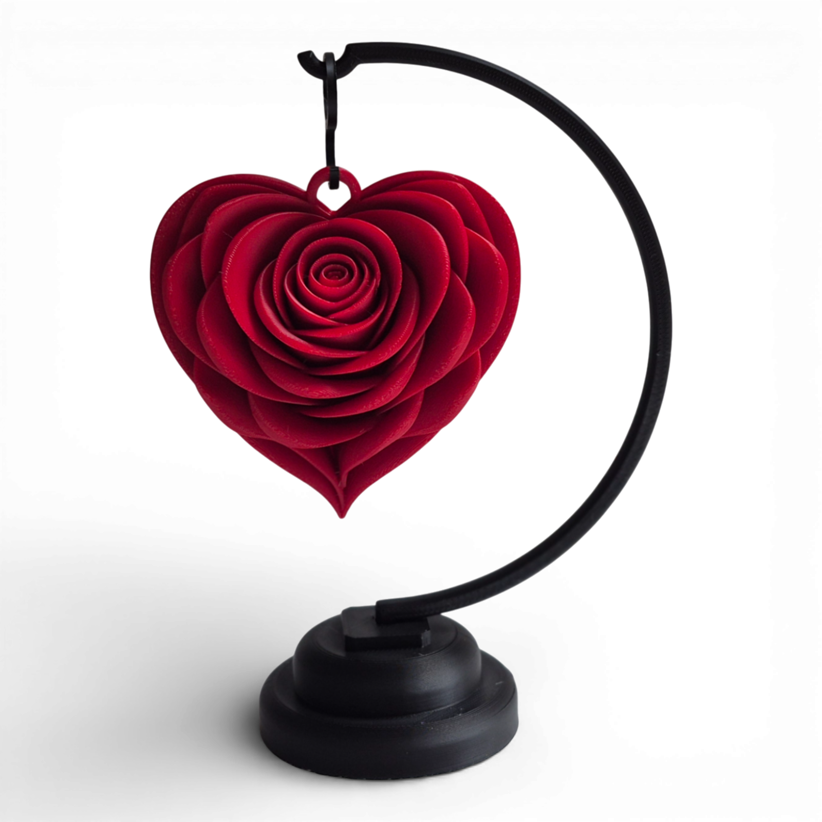 Corazón Rosa impreso en 3D con soporte decorativo - Imagen 3