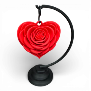 Corazón Rosa impreso en 3D con soporte decorativo