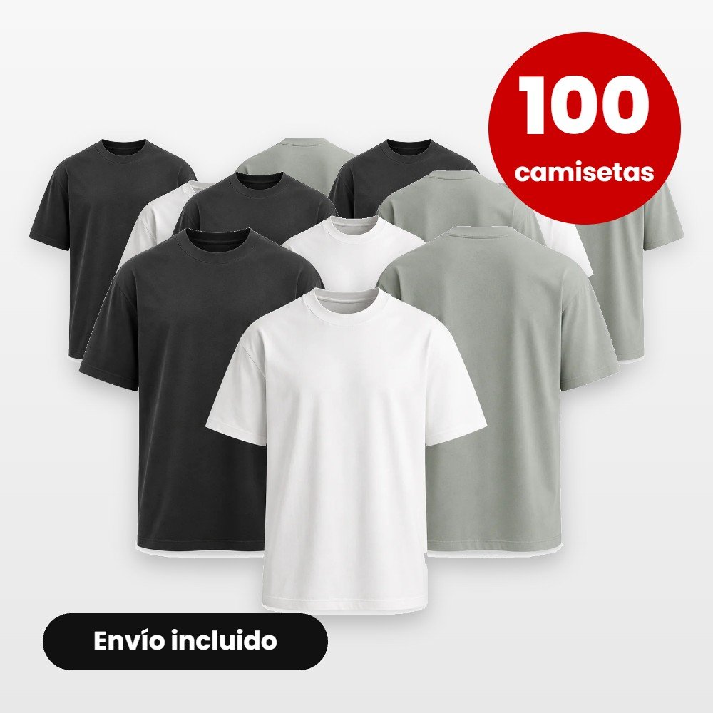 Pack de 100 camisetas personalizadas con envío incluido